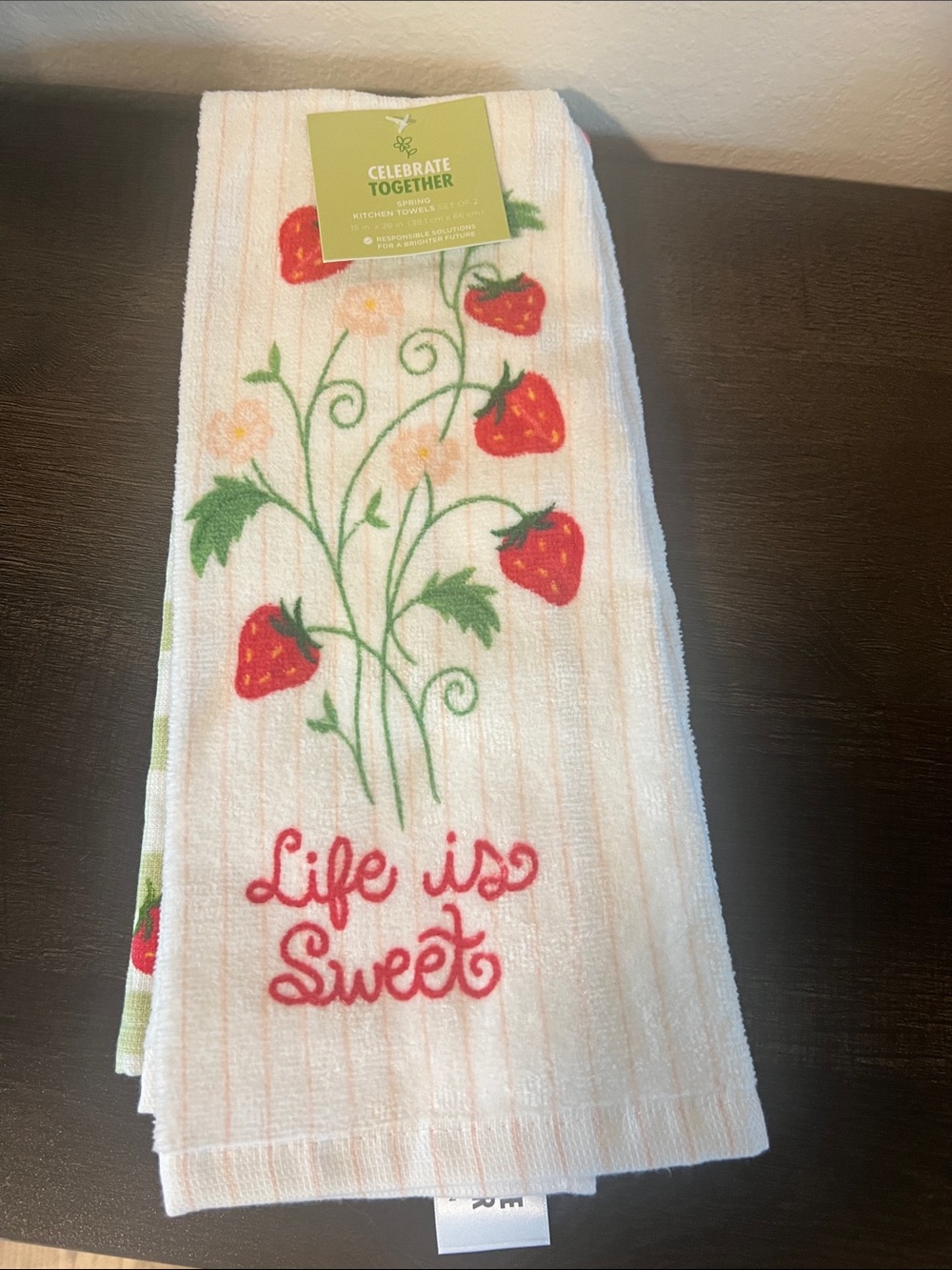 Kitchen Towel Set- Pink Strawberry 'Life is Sweet'